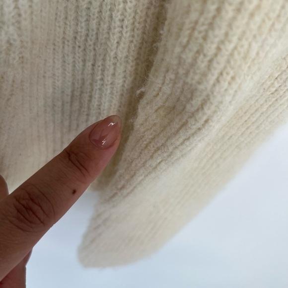 H&M Rib Knit Flared Peplum Wool Blend Sweater In Cream - Picture 5 of 9